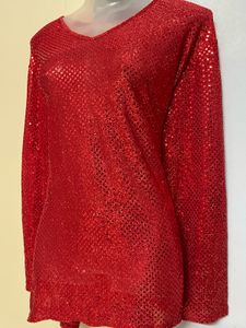Pintrest Red Glitter Plus Size Top