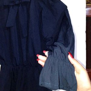 off shoulder navy blue top