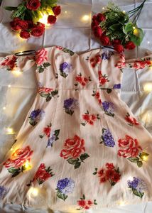 Floral Off-Shoulder Sweetheart Neck Dress