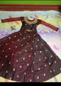 Elegant Brown Embellished Anarkali