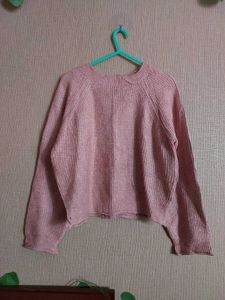 Pink Knit Pullover Sweater