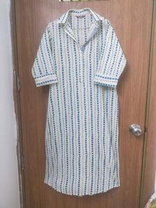 LIBAS Blue &amp; Cream Printed Tunic Top - Size L