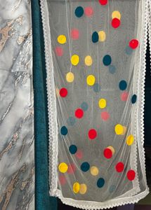 White Net Polka Dot Dupatta (dyeable)