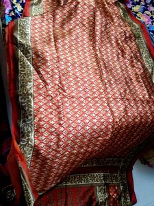 Elegant Red &amp; Beige Saree Fabric💞