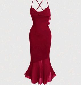 preety red crossed bodycon dress