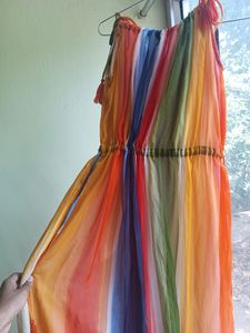 Women Cinched Waist Multicolor Dress