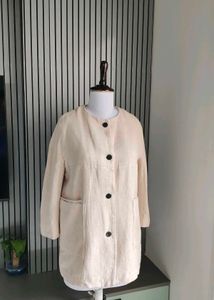 ZARA Crinkle Linen Oatmeal Cream Blazer