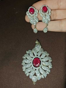 Big AD Pendant Set With Ruby Stone