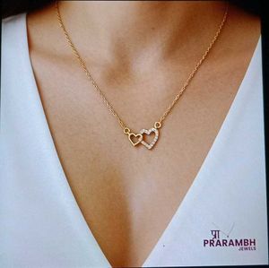 Rosy Gold Double Heart Necklace
