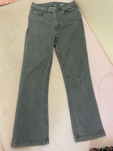 Gray Flared Denim Jeans