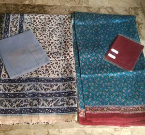 2floral silk decent saree with fall
