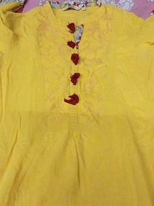 Yellow Cotton Blend Kurta