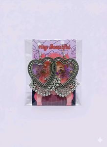 Heart Floral Dangle Earrings