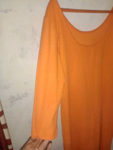 Dressberry orange ribbed dress