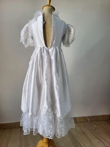White Satin Dress with Lace Details