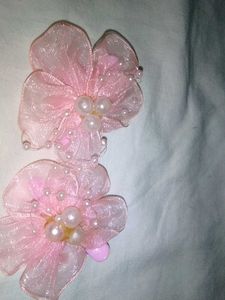 Pink Flower Hair Clips - Set of 2