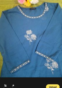 Blue Embroidered Zudio Kurti