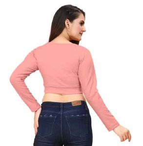 Pink Long Sleeve Crop Top