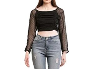 Sheer Sleeve Crop Top