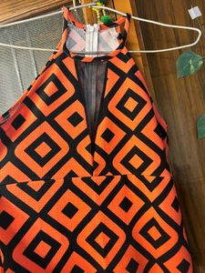 Orange &amp; Black Diamond Print Maxi Dress