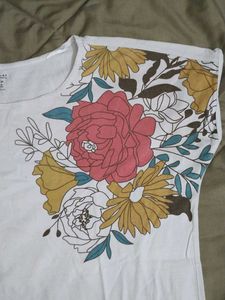 Floral Print White Tee