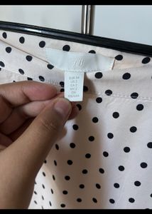 H&amp;M Satin, Polka Dot Long Skirt With Slits