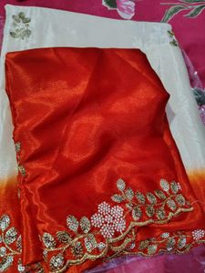 Elegant Green &amp; Pink Saree Pure Chinon