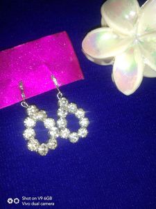Sparkly Silver Heart Dangle Earrings