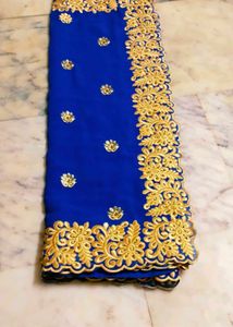 Blue Embroidered Saree