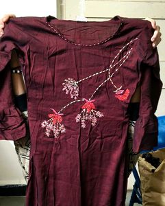 Elegant Maroon Embroidered Kurta