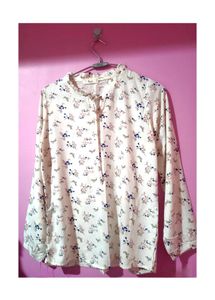 White Floral Full-Sleeve Top