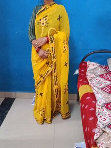 Elegant Yellow Saree n black