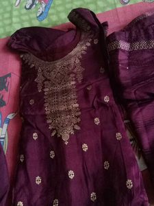 Maroon Embroidered Kurta Set
