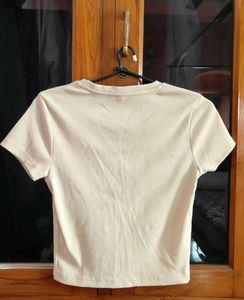 Beige Colour Ribbed Crop Top