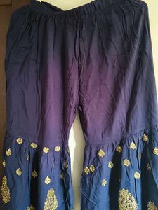 Golden Embroidery Dark Blue Sharara