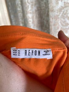Orange Tiered Poplin Top