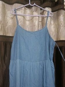 Chic Blue Denim Tiered Maxi Dress