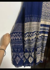 Blue Patterned Casual Kurta