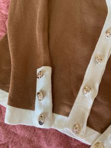 Brown &amp; White Button Cardigan