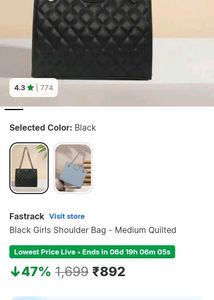 Fastrack Quilted Black Handbag