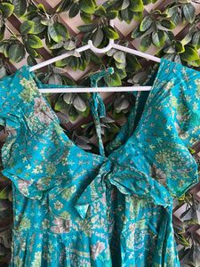 Boho Chic Teal Floral Dress