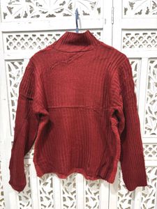 🎀Imported Red Turtleneck Knit Sweate C