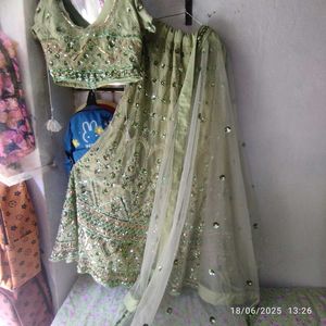 Parrot Sequined Lehenga