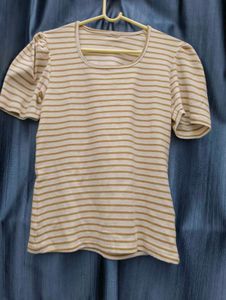 Striped Puff Sleeve Top