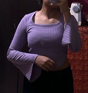 Purple Long Bell Sleeve Top