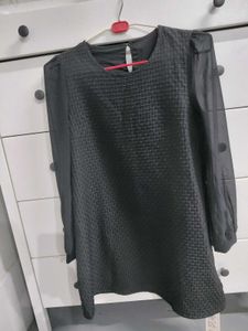Textured Black Mini Dress