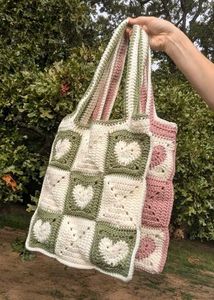 Heart Crochet Tote Bag