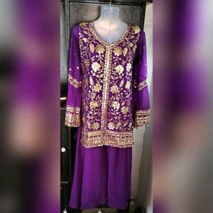 Women Purple Ethnic Kurta Suit Set With Dupatta