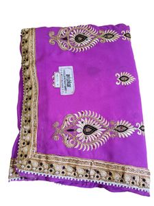 Purple Embroidered Saree with Blouse