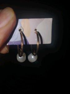 Pearl Drop Hoop Earrings